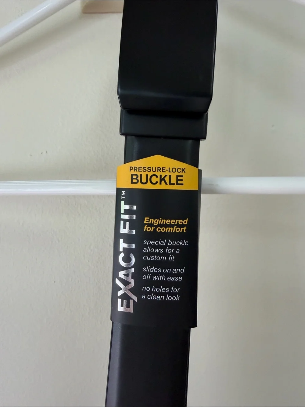 Exact Fit Men's Black Dress Belt Pressure-Lock Buckle Adjustable S 30-32